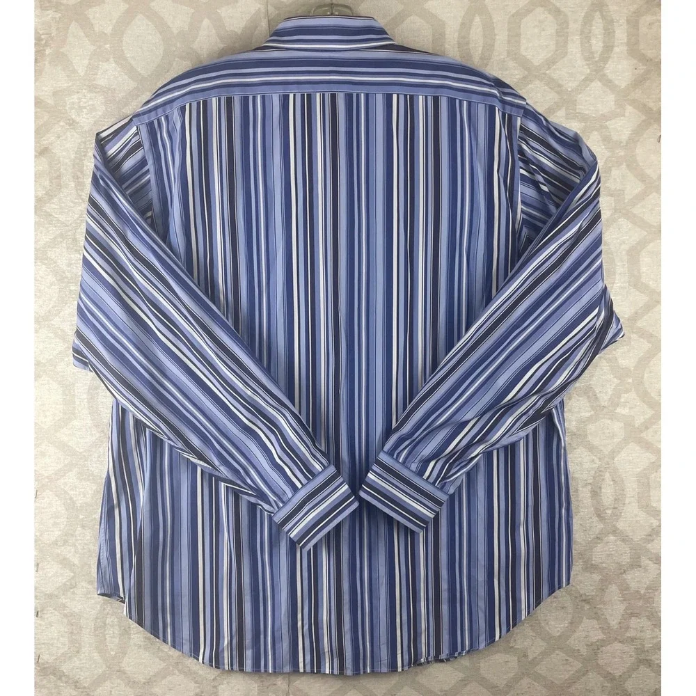 Polo Ralph Lauren Estate Mens XL Blue‎ Striped Classic Fit Button Shirt